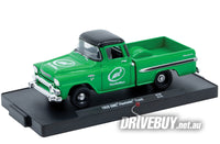 
              1959 GMC Fleetside Pickup Truck Turtle Wax 1/64 - M2 Diecast - Green Black
            