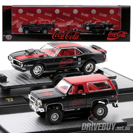 M2 Machines Coca Cola 1973 Chevy K5 Blazer + 1968 Pontiac Firebird 1/64