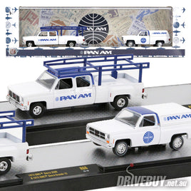 M2 Machines Pan Am 1973 GMC Sierra Dually + 1975 Sierra Grande 1/64
