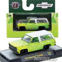 
              1973 Chevy K5 Blazer 1/64 - M2 Diecast - Green w/Flames
            
