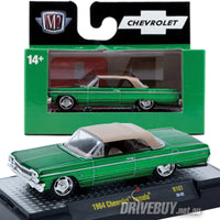 
              1964 Chevy Impala Convertible 1/64 - M2 Diecast - Green Brown Top
            