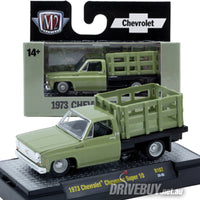 
              1973 Chevy Cheyenne Super 10 Stakebed Pickup 1/64 - M2 Diecast - Green
            