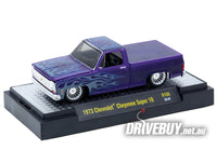 
              1973 Chevy Cheyenne Super 10 Pickup 1/64 - M2 Diecast - Purple Blue Flames
            