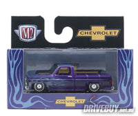 
              1973 Chevy Cheyenne Super 10 Pickup 1/64 - M2 Diecast - Purple Blue Flames
            