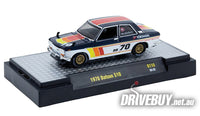 
              1970 Datsun 510 #70 Race Car 1/64 – M2 Diecast – Blue/White
            