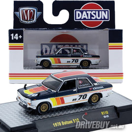 1970 Datsun 510 #70 Race Car 1/64 – M2 Diecast – Blue/White