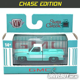 CHASE 1976 GMC Sierra Grande 15 Custom 1/64 – M2 Machines – Turquoise/White