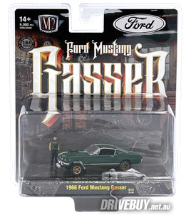 1966 Ford Mustang Gasser Diorama 1/64 - M2 Diecast - Green + Figurines