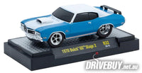 
              1970 Buick GS Stage 2 1/64 - M2 Diecast - Blue and White
            