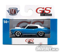 
              1970 Buick GS Stage 2 1/64 - M2 Diecast - Blue and White
            