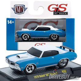 1970 Buick GS Stage 2 1/64 - M2 Diecast - Blue and White