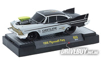 
              1958 Plymouth Fury Castline 1/64 – M2 Diecast – Black/Grey
            