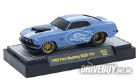 
              1969 Ford Mustang BOSS 429 1/64 – M2 Diecast – Blue/White
            