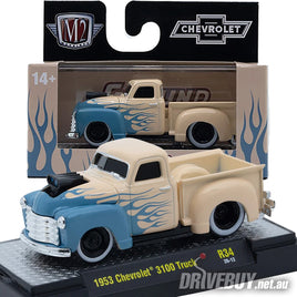 1953 Chevy 3100 Pickup Truck 1/64 – M2 Machines – Beige/Blue