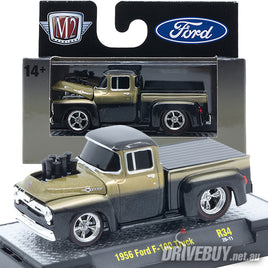 1956 Ford F100 Pickup Truck 1/64 – M2 Machines – Gold/Charcoal