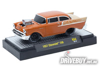 
              1957 Chevy 150 Post Sedan 1/64 – M2 Machines – Orange/Beige
            