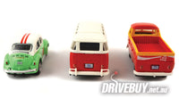 
              Motor City Classics Coca Cola Volkswagen Gift Set - 1962 Samba + 1966 Beetle + 1962 T1 Pickup 1/72
            