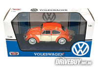 
              1966 VW Volkswagen Beetle 1/24 - MotorMax Diecast - Orange White
            