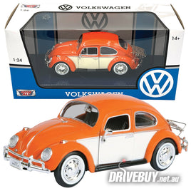 1966 VW Volkswagen Beetle 1/24 - MotorMax Diecast - Orange White