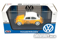 
              1966 VW Volkswagen Beetle Taxi 1/24 - MotorMax Diecast - Yellow White
            
