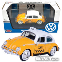 
              1966 VW Volkswagen Beetle Taxi 1/24 - MotorMax Diecast - Yellow White
            