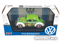 
              1966 VW Volkswagen Beetle 1/24 - MotorMax Diecast - Green White Graffiti
            