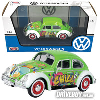
              1966 VW Volkswagen Beetle 1/24 - MotorMax Diecast - Green White Graffiti
            