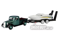 
              MotorMax 1937 Ford Pickup & Speedboat / Car Trailer 1/24
            