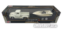 
              MotorMax 1956 Ford F100 Pickup & Speedboat / Car Trailer 1/24
            