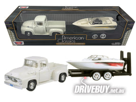 MotorMax 1956 Ford F100 Pickup & Speedboat / Car Trailer 1/24
