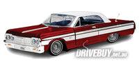 
              MOTORMAX GET LOW 1964 CHEVY IMPALA MAROON & WHITE 1/24
            