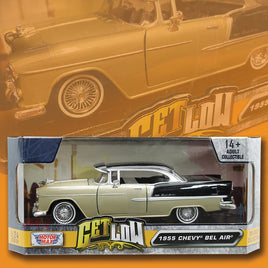 MotorMax Get Low 1955 Chevrolet Bel Air Hardtop Coupe in Gold & Black 1/24