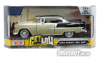 
              MotorMax Get Low 1955 Chevrolet Bel Air Hardtop Coupe in Gold & Black 1/24
            