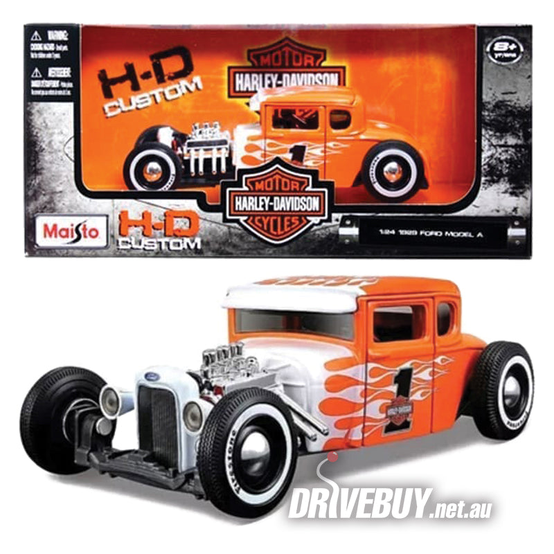 Maisto 1:64 1932 Ford Roadster Serie HD Custom - Pressofuso Grigio E Arancione
