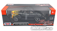 
              1940 Ford Deluxe Coupe 1/18 - MotorMax Diecast - Black Flames
            
