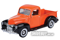 
              1940 Ford Pickup 1/18 - MotorMax Diecast - Orange Black
            
