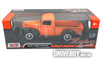 
              1940 Ford Pickup 1/18 - MotorMax Diecast - Orange Black
            