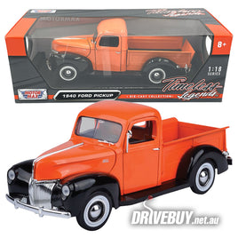 1940 Ford Pickup 1/18 - MotorMax Diecast - Orange Black