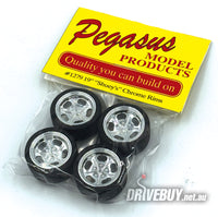 
              Shueys Chrome Rims 19" Wheel and Tyre Set 1/24 - Pegasus Model Products #1279
            