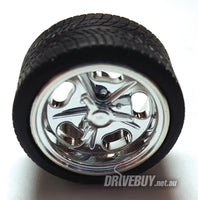 
              Shueys Chrome Rims 19" Wheel and Tyre Set 1/24 - Pegasus Model Products #1279
            