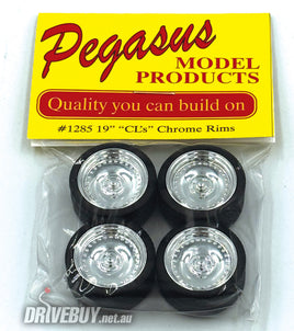 CL Chrome Rims 19" Wheel and Tyre Set 1/24 - Pegasus Model Products #1285