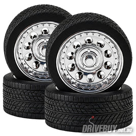 Magnum Chrome Rims 19" Wheel and Tyre Set 1/24 - Pegasus Model Products #1286