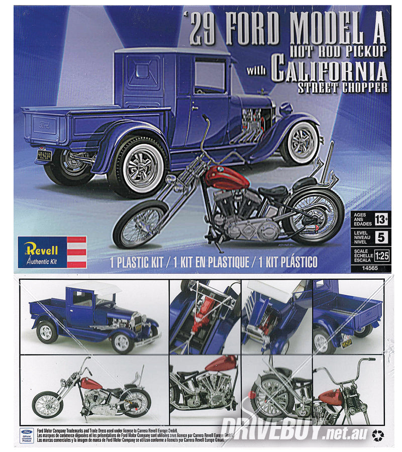 1929 Ford Model A Pickup + Chopper Motorcycle 1/25 - Revell Model