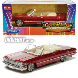 Welly 1963 Chevy Impala SS Convertible Lowrider Cherry Red 1/24