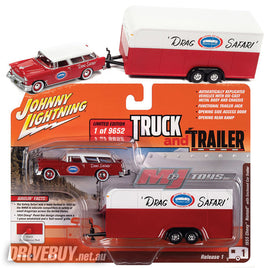 Johnny Lightning NHRA Drag Safari 1955 Chevy Nomad & Trailer 1/64