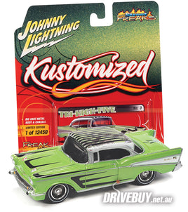 JOHNNY LIGHTNING KUSTOMIZED 1957 CHEVY BEL AIR IN LIME METALLIC 1/64
