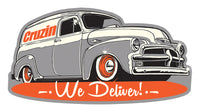 
              Cruzin Sticker - We Deliver / 54 Chevy
            